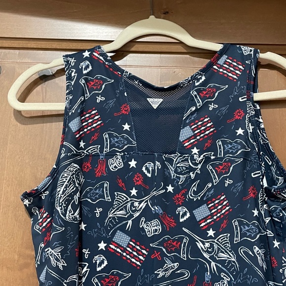 Columbia PFG Large Navy, Red and white patriotic print sleeveless dress - Picture 8 of 8